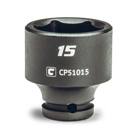 CAPRI TOOLS 1/4 in Drive 15 mm 6-Point Metric Shallow Impact Socket CP51015
